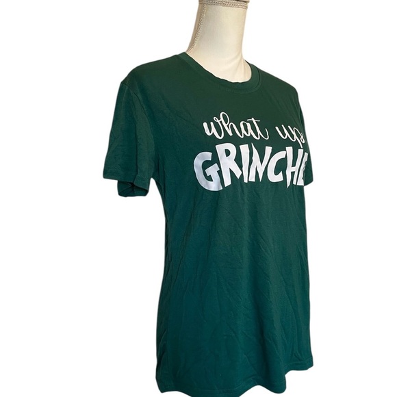 Green “What Up, Grinches” Funny Christmas Holiday Women's Short Sleeve Top Small - Picture 5 of 11